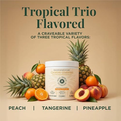 Gomitas de creatina Tropical Trio, Vital Source Nutrition, presentación del empaque