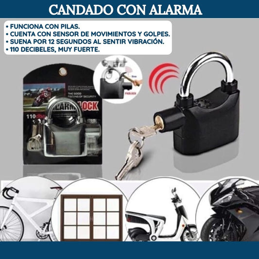 Candado con alarma antirrobo, sensor de movimiento, 110 decibeles, para bicicleta, moto, ventanas y portones