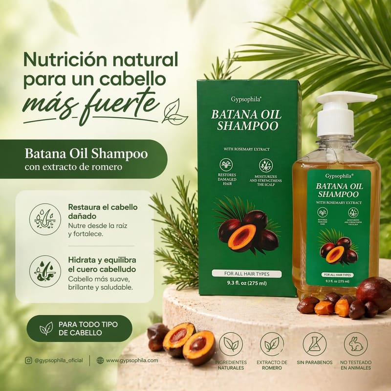 Gypsophila Batana Oil Shampoo con extracto de romero, 300 ml