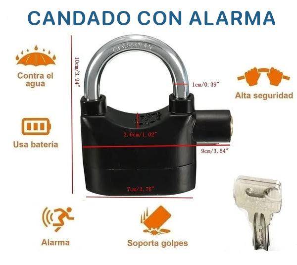 Candado con Alarma Antirrobo 110dB